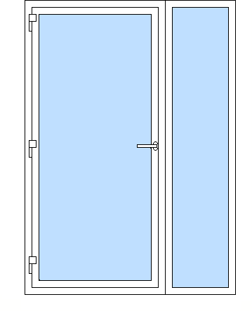 Egylapos főbejárati ajtó 1 rögzített oldalsó résszel