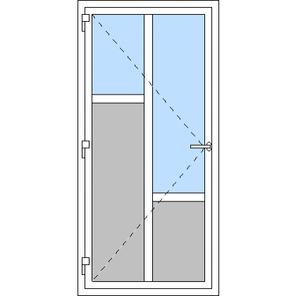Egyszárnyú műanyag bejárati ajtó, kifelé nyíló - J2 típus