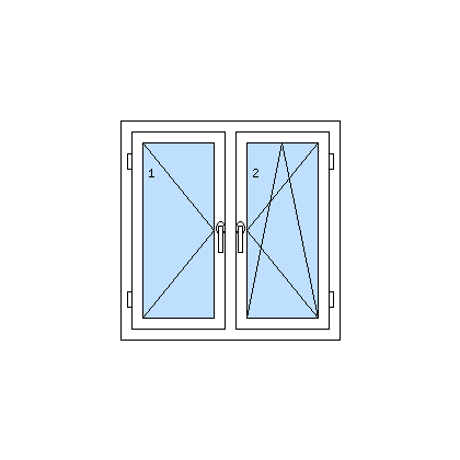 Kétszárnyú műanyag ablak tokosztóval - A bal szárny nyíló, a jobb szárny bukó-nyíló