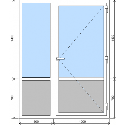 Sorolt szerkezet fix ablakkal és bejárati ajtóval