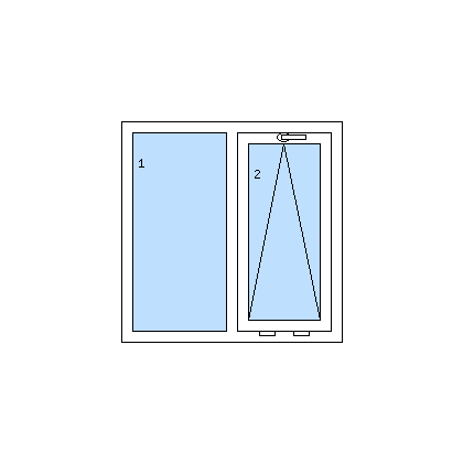 Kétszárnyú műanyag ablak - A bal szárny fix, a jobb szárny bukó