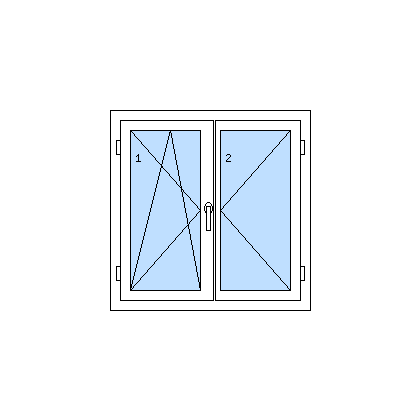 Kétszárnyú műanyag ablak tokosztó nélkül - A bal szárny bukó-nyíló, a jobb szárny nyíló