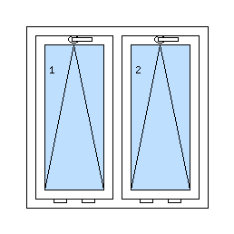Kétszárnyú műanyag ablak - A bal és jobb szérny is csak bukó