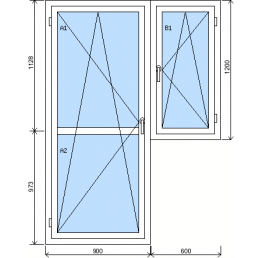 Sorolt szerkezet erkélyajtóval és egyszárnyú ablakkal